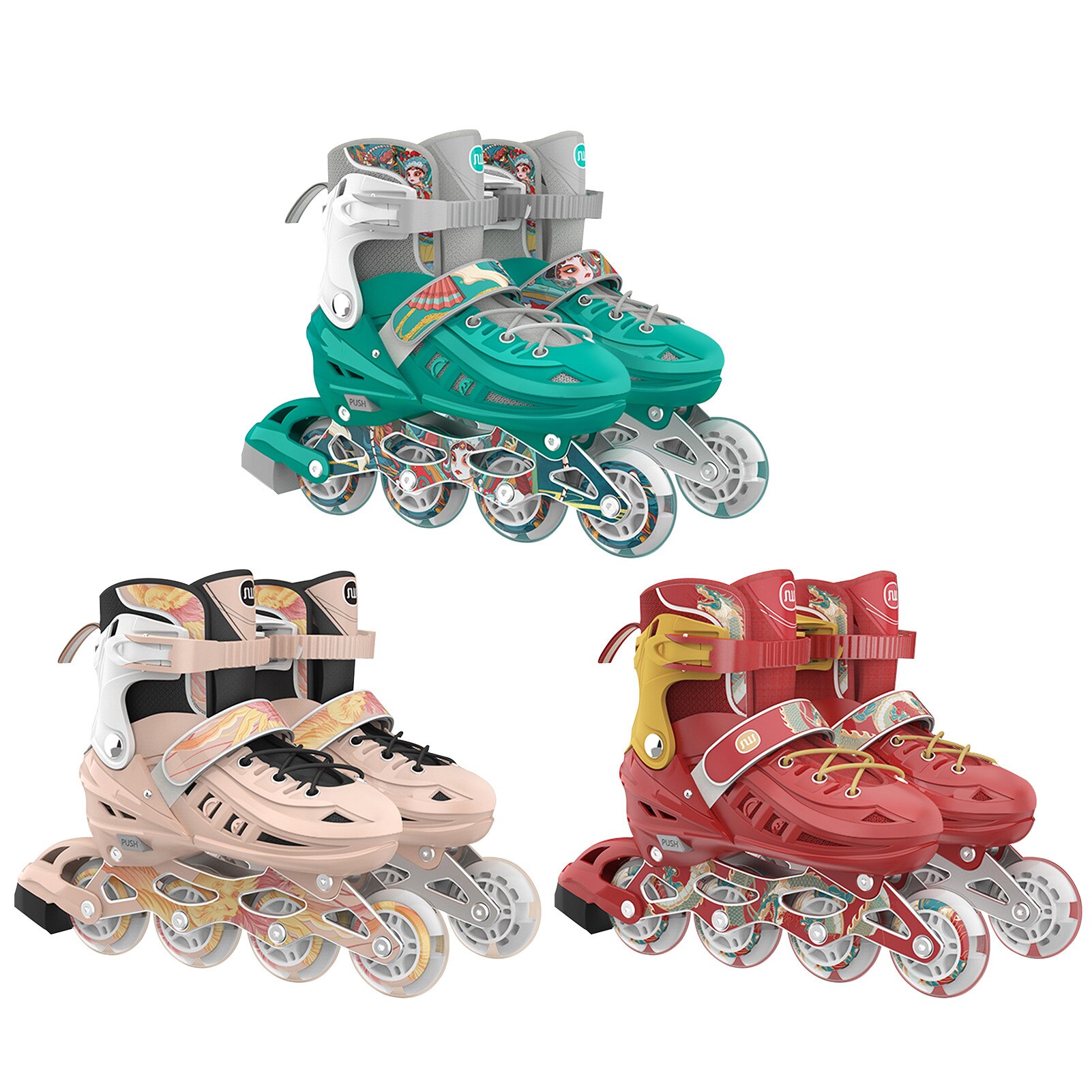 Inline Skates Outdoor Roller Skates Adjustable Rollerblades Illuminating Wheels Adult Tracer Adjustable 4 Rodas PU Glow Fitness