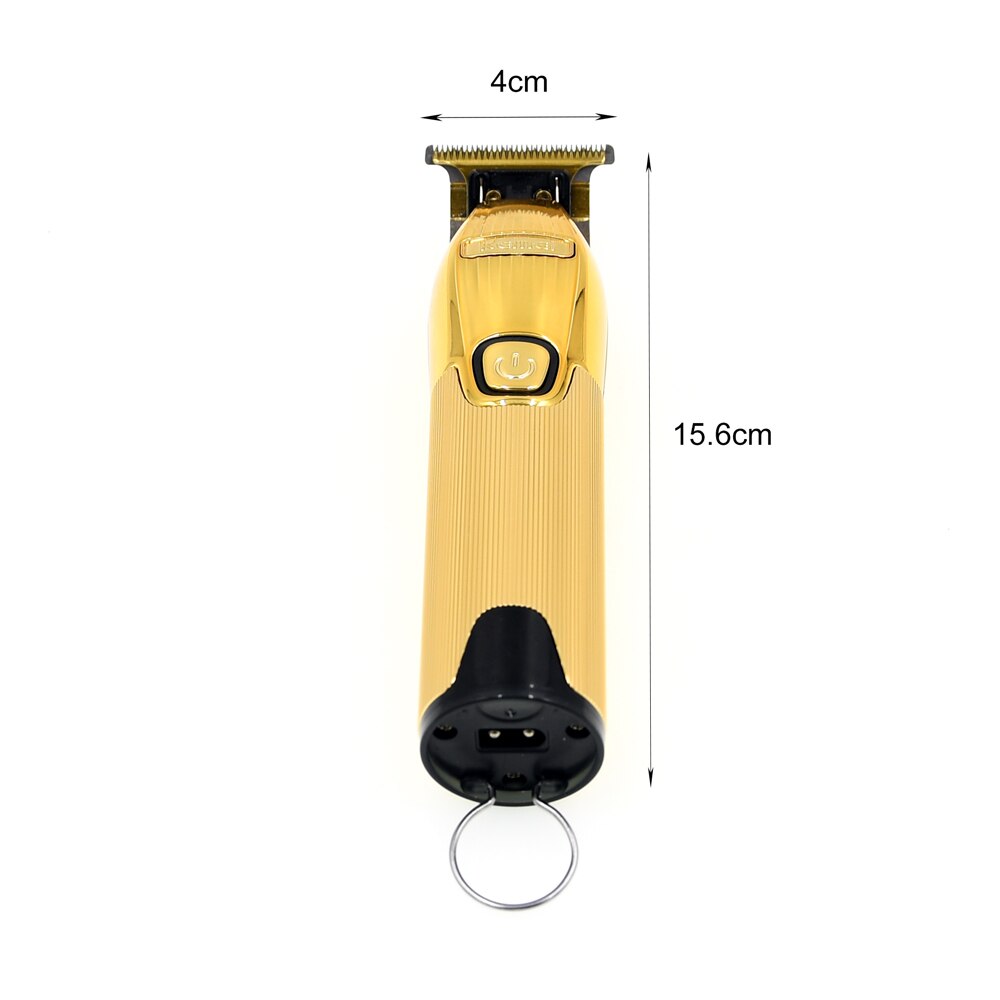 Kemei Gold Cordless Electric Clipper 0.1mm T Blade Beard Trimmer LCD Trimmers With Charging Base Hair Cutter