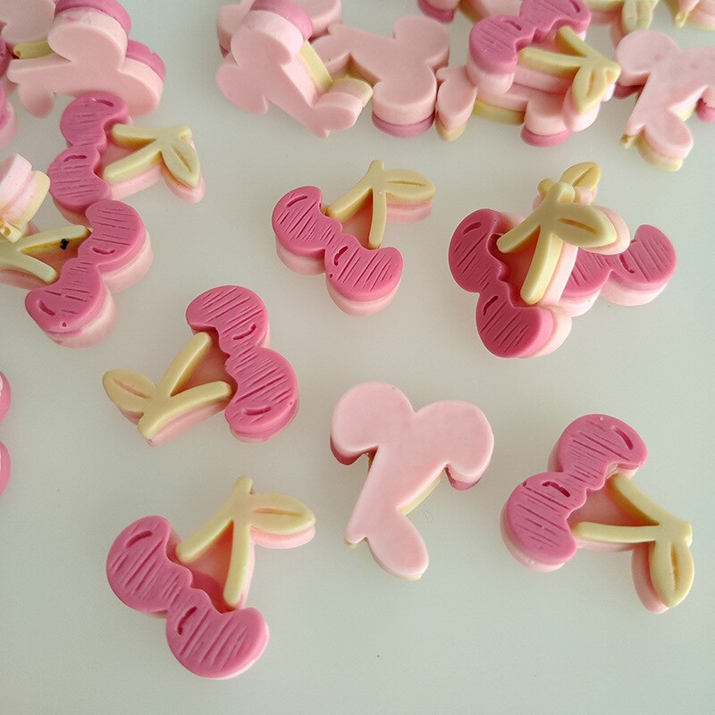 10pcs 19x17mm pink cherry Pattern DIY Crafts Scrapbook DIY For Home Decor Natural Resin Ornaments Accessories Embellishment