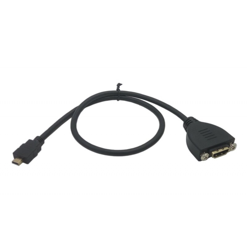 Gold Plated High Speed Micro HD Cable Male to HDTV Female Extension Cable With Screw Panel Mount