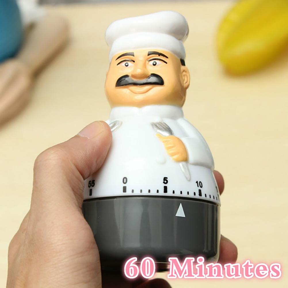 Multifunctional Kitchen Timer Alarm Clock Home Shaped Chef Kitchen Timer Plastic Mechanical 60 Minutes Cooking Alarm Bell Gadget