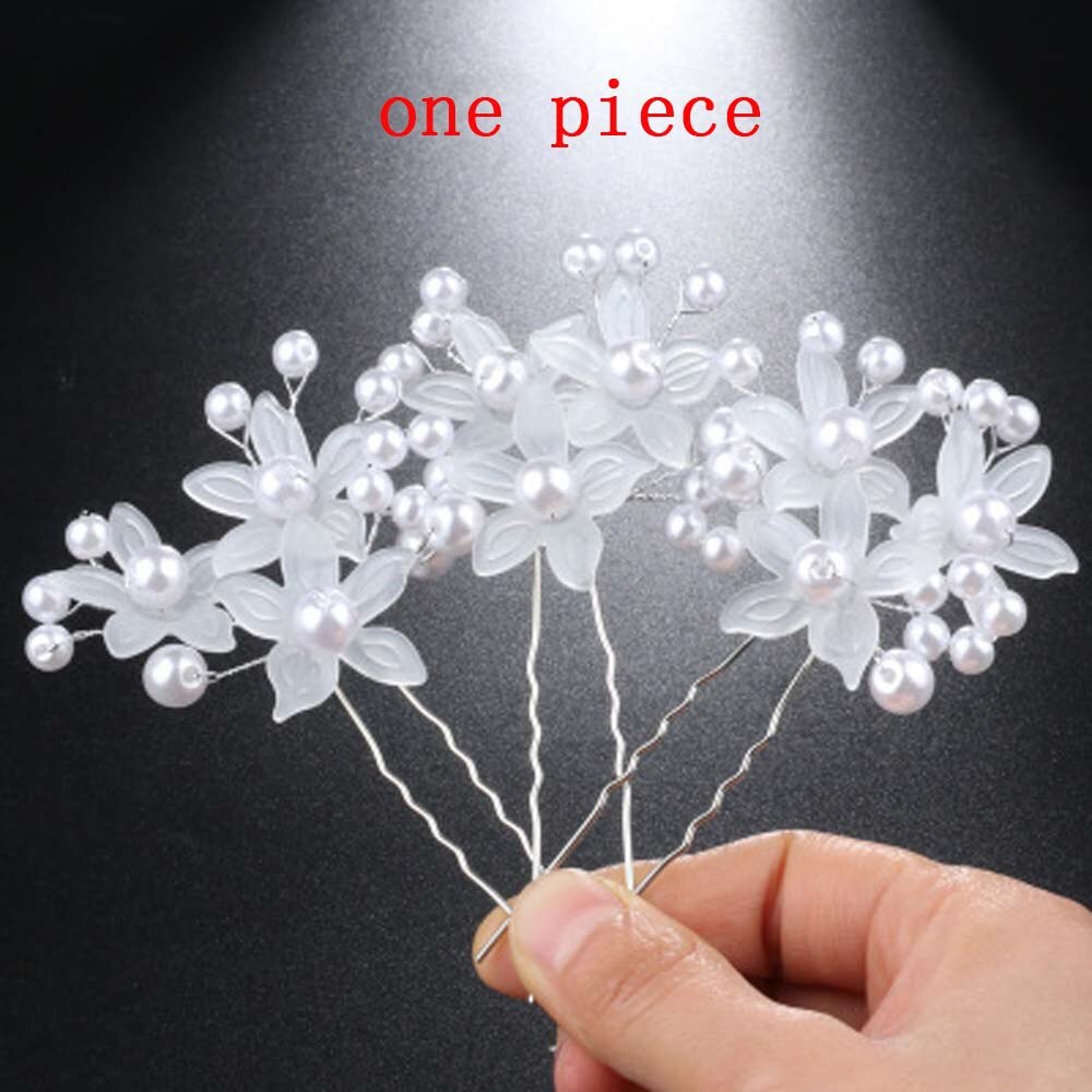 5pcs Flower Hairpins Hairstyles Wedding Bridal Hair Pins Hair Jewelry Accessories Hairwear Girls Hair Clips For Women: 1pcs white