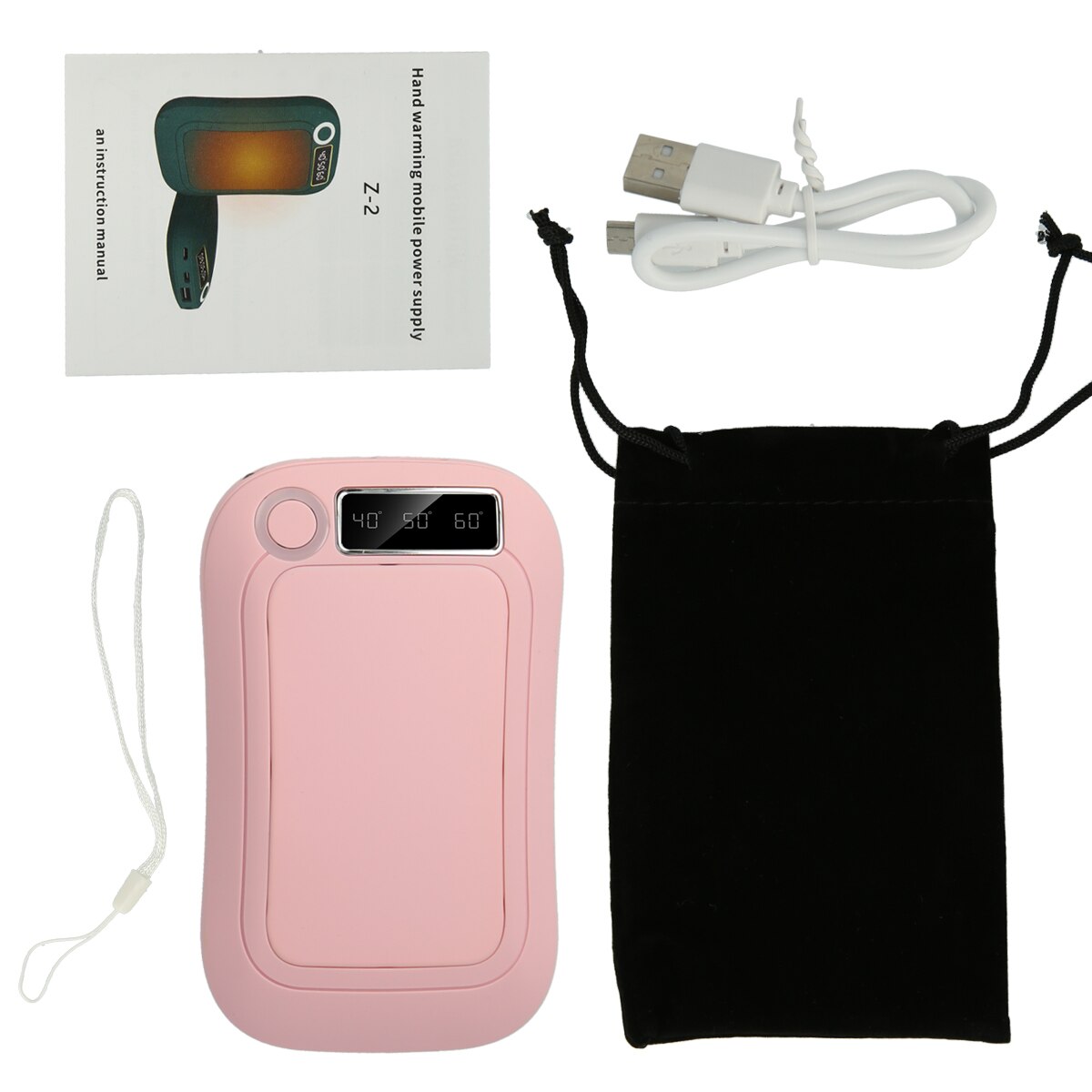 3-in-1 Hand Warmer&Power Bank&Flashlight Electric Hand Warmer USB Rechargeable 40/50/60℃ 3 Heating Warm Setting LCD Digital