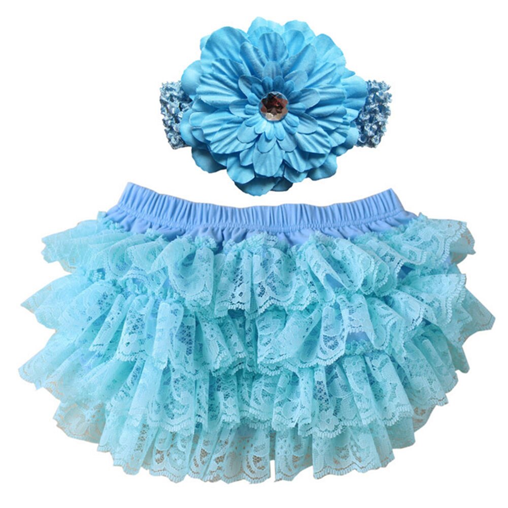 Cute Baby Girl Bloomers Diaper Cover Headband Set Newborn Ruffle Panties Lace Infant Shorts NSV775