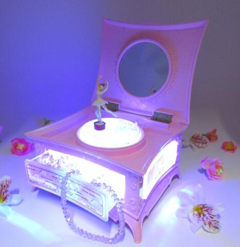 European Style LED Light Ballerina Musical Box Clockwork Automatic Rotation Christmas for Beautiful Girls: light