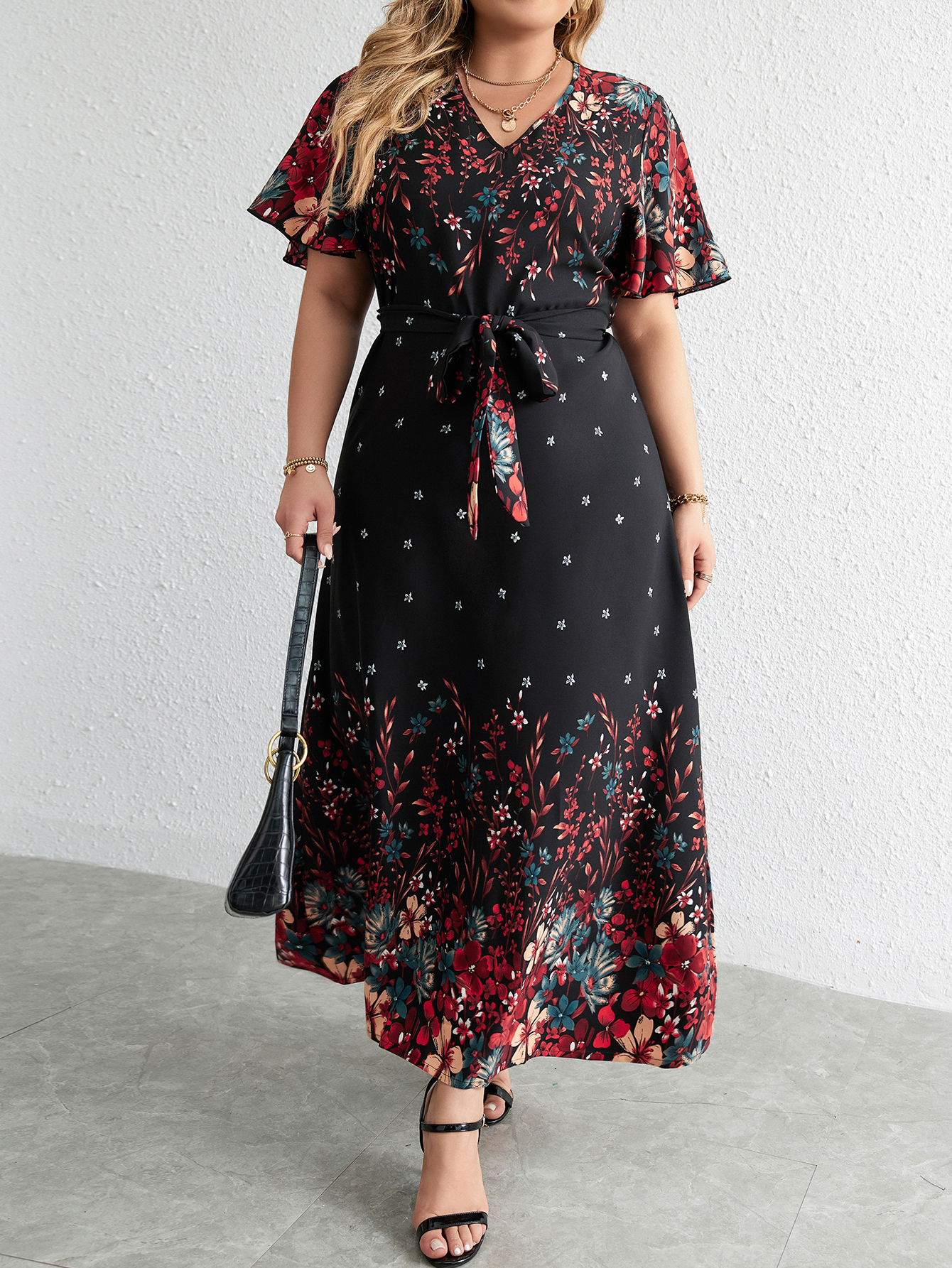 Plus Size Casual Dress Woman Summer V Neck Short S... – Grandado