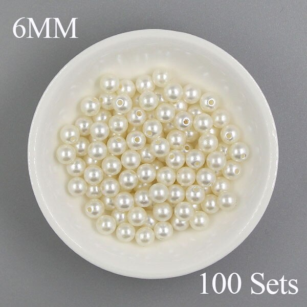 Runde perle nitter perle hvide knopper og pigge til tøj / hatte / bukser diy nitte perler knopper til læder 6/8/10/12/14/16/20mm: 6mm 100 sæt