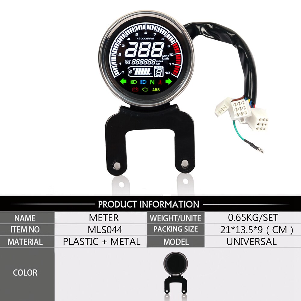 12V Motorcycle Tachometer Meter LED Backlight LCD For Harley-Digital Speedometer Temperature Fuel Meter Motorcycle Level Gauge