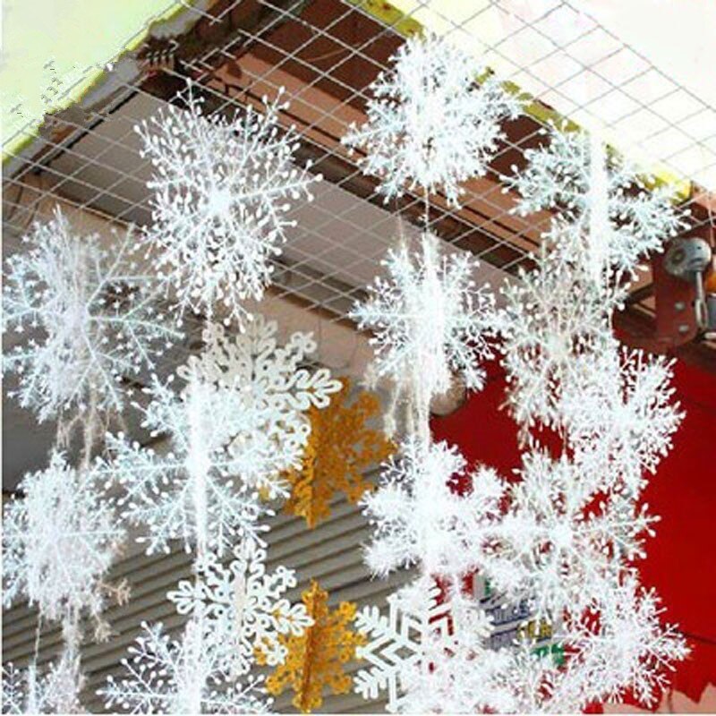 3 stks/partij 30 cm Klassieke Charmante Grote Witte Sneeuwvlok Kerst Ornamenten Festival Party Home Decor