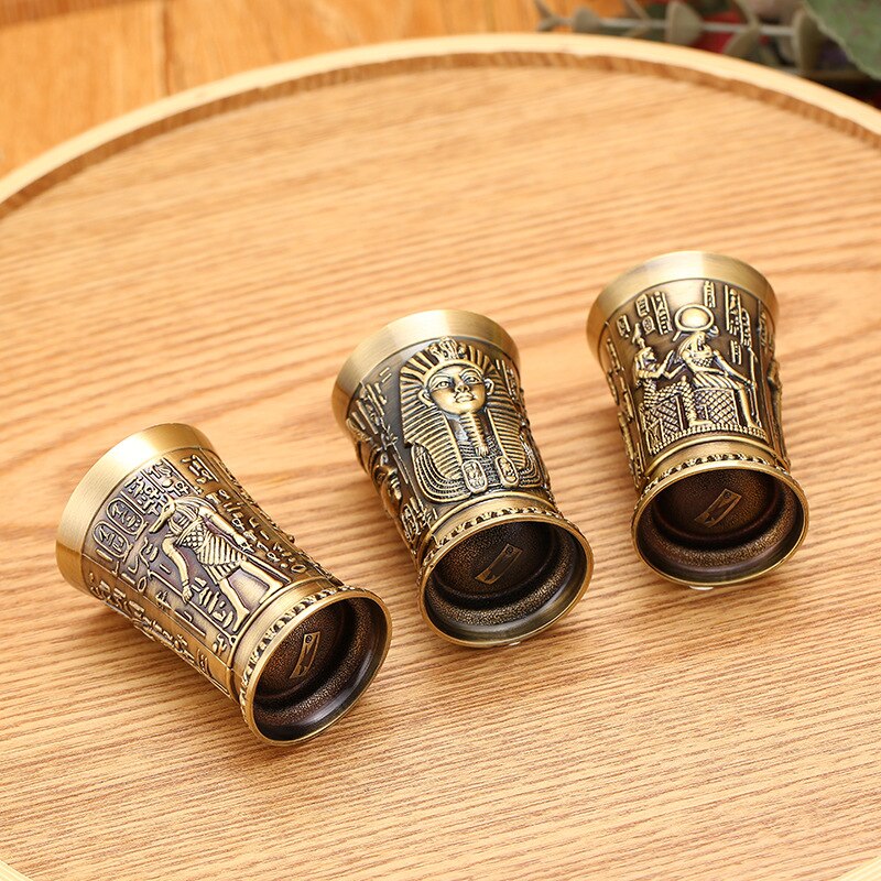 Copa de cobre antigua Retro del antiguo Egipto, vaso de chupito de licor y licor, obra de arte en relieve 3D, cóctel, copa de vino pequeña