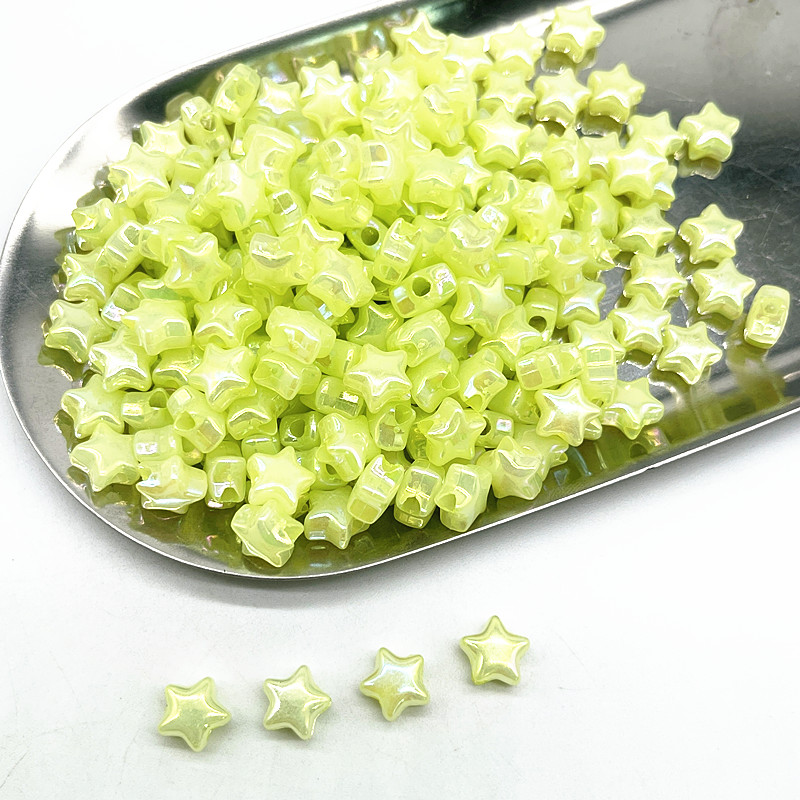 50 Uds 10mm AB colorido estrella de cinco puntas de acrílico cuentas espaciadoras sueltas para fabricación de joyería DIY accesorios hechos a mano: YELLOW