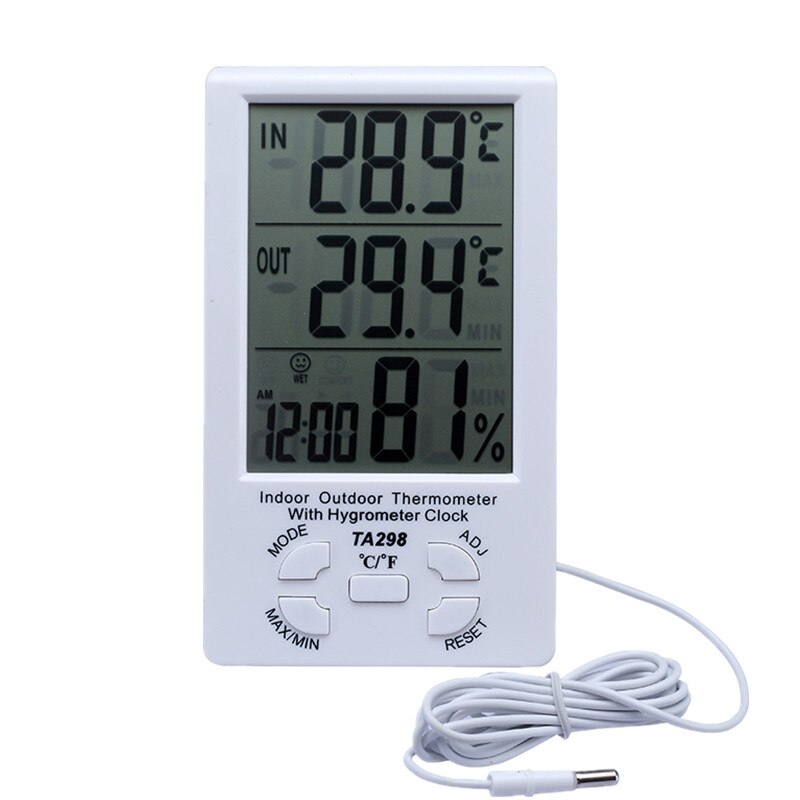 Ta298 Haushalt Hause Innen-und Außen Temperatur Hygrometer Großen Bildschirm Digital Display Temperatur und Feuchtigkeit Meter mit
