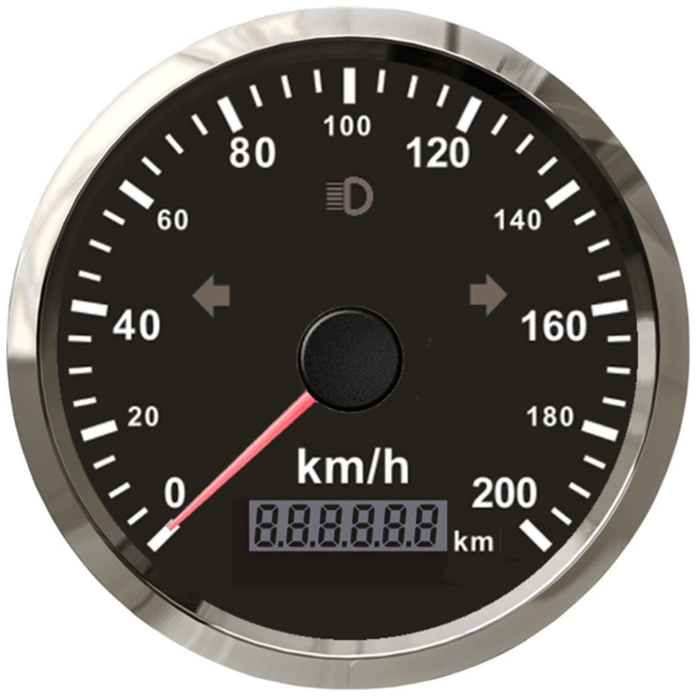 Velocímetro GPS impermeable para motocicleta, velocímetro de 85mm, 125/200 km/h, 160mph, para nieve, ATV, UTV, kilometraje Total ajustable, 12V, 24V, coche marino: 200K-BS