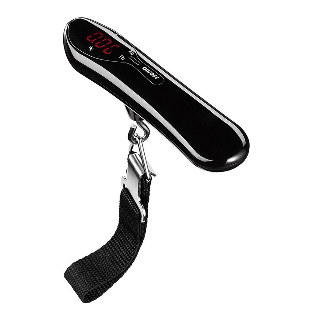 Portable 50kg/110lb Electronic hand held luggage scale Hanging Scales Weight Balance Travel suitcase case: black