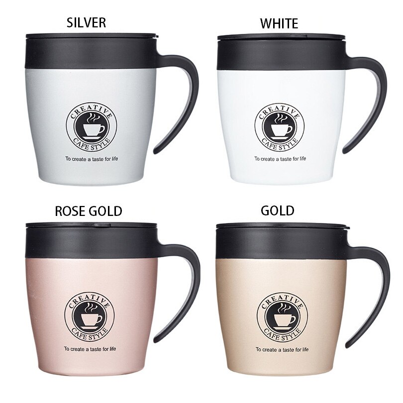Upors 330ml kaffekopper 304 rustfrie vakuumisolerte termoskopper tumbler reise kaffekrus med lokk og skje