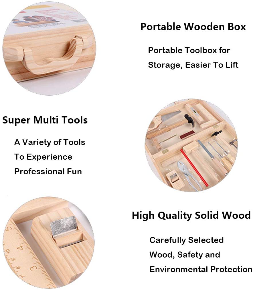 Kids Diy Houtwerk Toolbox Junior Timmerwerk Tools Set Kind Houten Speelgoed Set