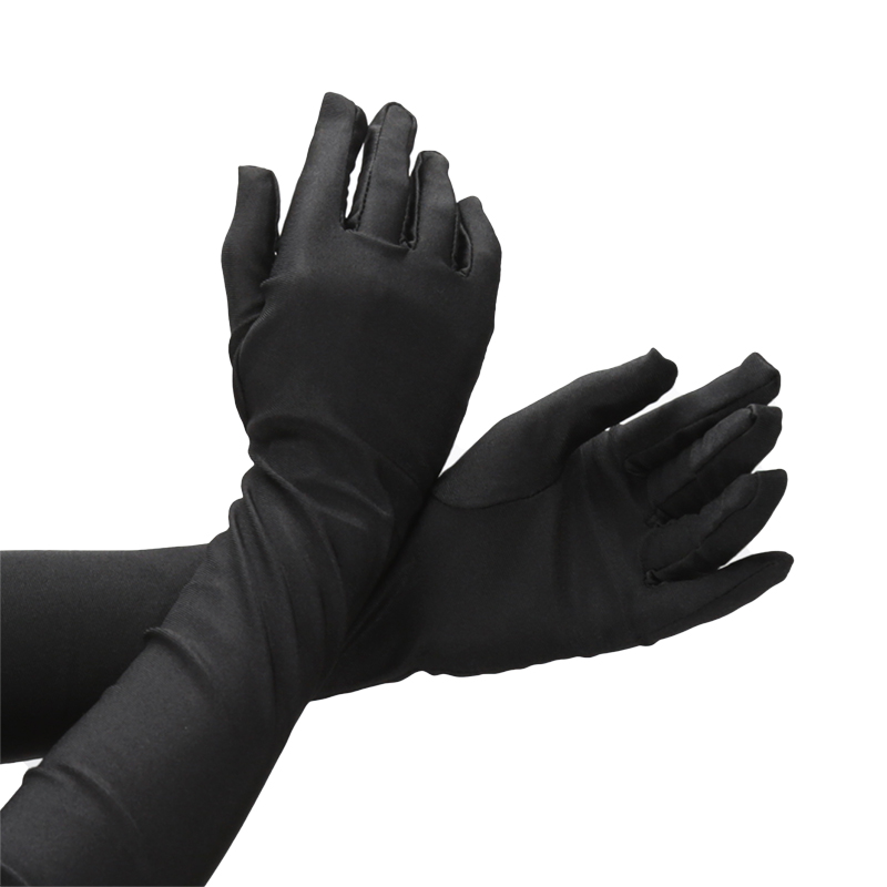 Guantes largos para mujer, protección del codo y los dedos, ópera, de noche, disfraz de graduación, accesorios de para adultos, mitones negros transpirables