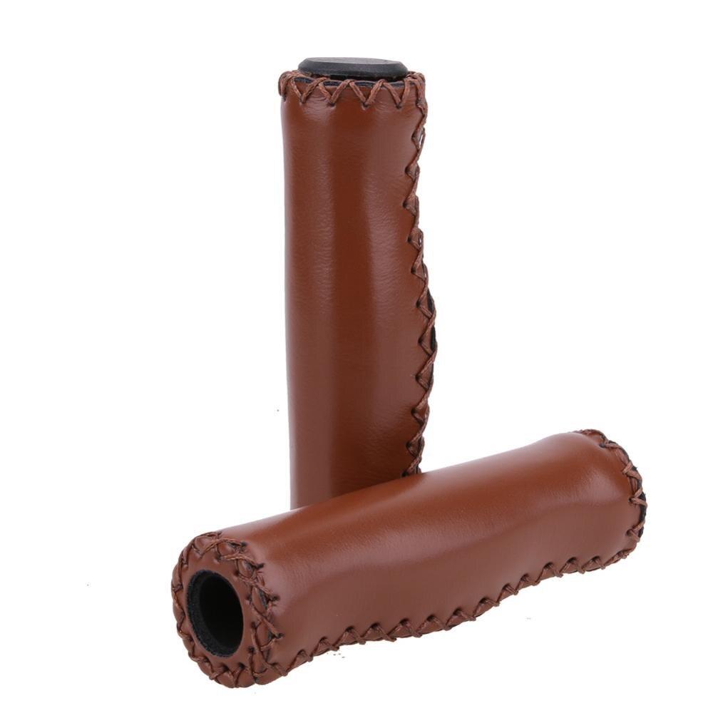 Fietsstuur handvatten lederen bekleding antislip sterke ondersteuning handvatten fietsen rijden mtb mountainbike fietsstuur handvatten: Bruin