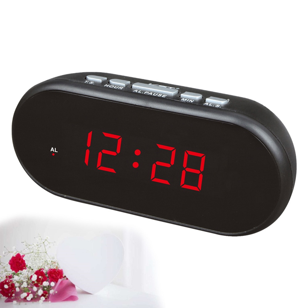 USB LED Alarm Clock Clock Multi-Function Digital Alarm Clock for Home School (Red)