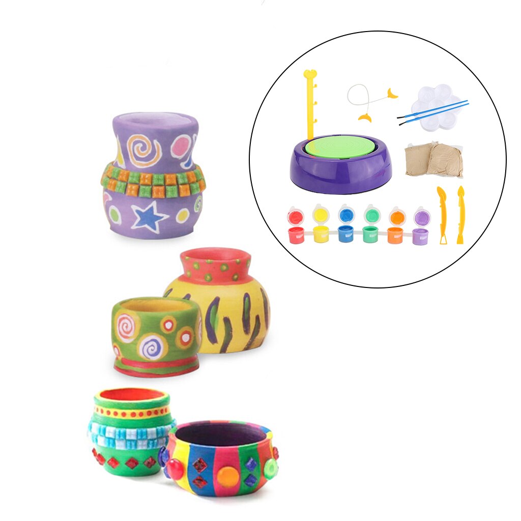 Diy Klei Aardewerk Wiel Craft Kit Speelgoed Voor Kinderen Beginners Verf Kits Kind Woonaccessoires: 1 Set