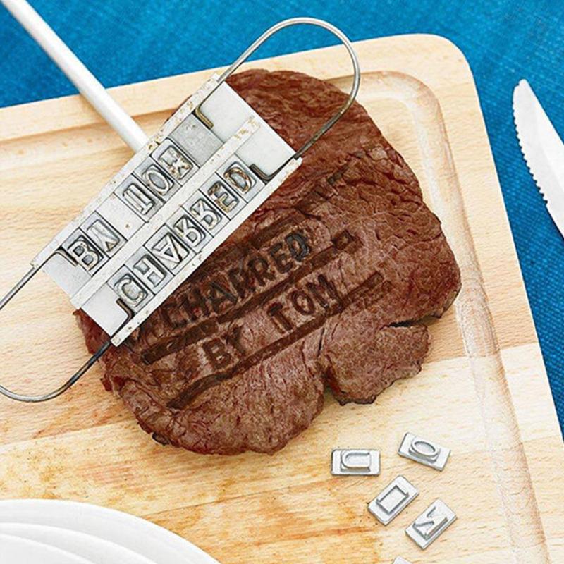 BBQ Branding Iron Tong DIY Barbecue Letter Printed BBQ Steak Tool Meat Grill Forks Barbecue Tool Accessories Branding Iron