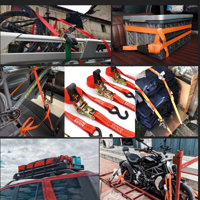 10/8M x 25mm Corda di tensione per auto Cinghia di legatura Forte cintura a cricchetto Borsa per bagagli Cargo Ancoraggio con tenditore di corda Fibbia in metallo Traino