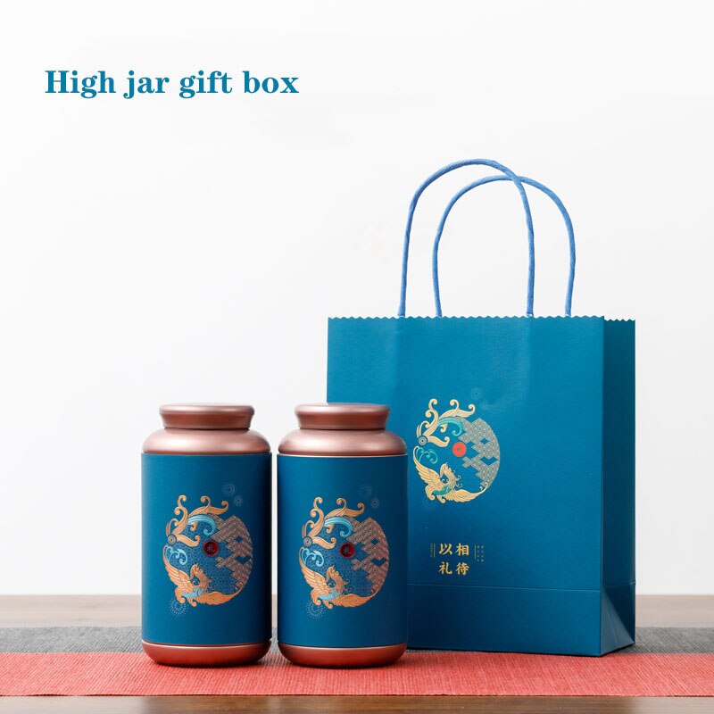 Contenedor sellado de Metal para el hogar, contenedor cilíndrico de Color sólido Universal para té y café, Chocolate, lata de Metal, caja de de almacenamiento: Hligh jar box blue
