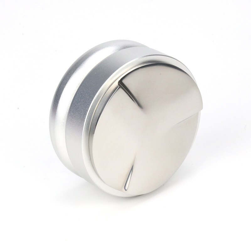 Kaffe tukle 58mm justerbar rustfritt stål kaffe espresso tukle macaron konvekse tre vinklede bakker utgangspunkt distribusjonsverktøy: Sølv-tre blader