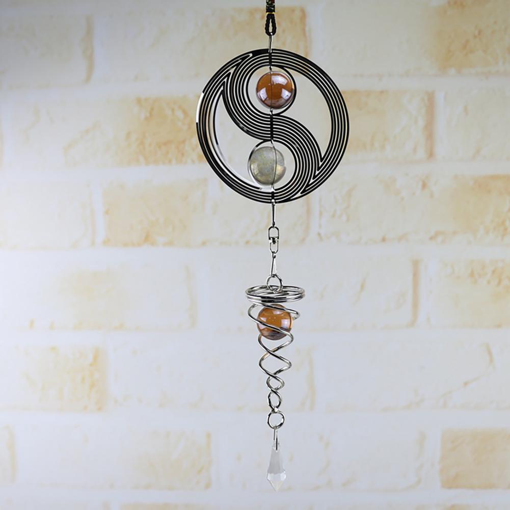 Carré losange rotatif métal spirale queue boule vent carillon pendentif décor à la maison