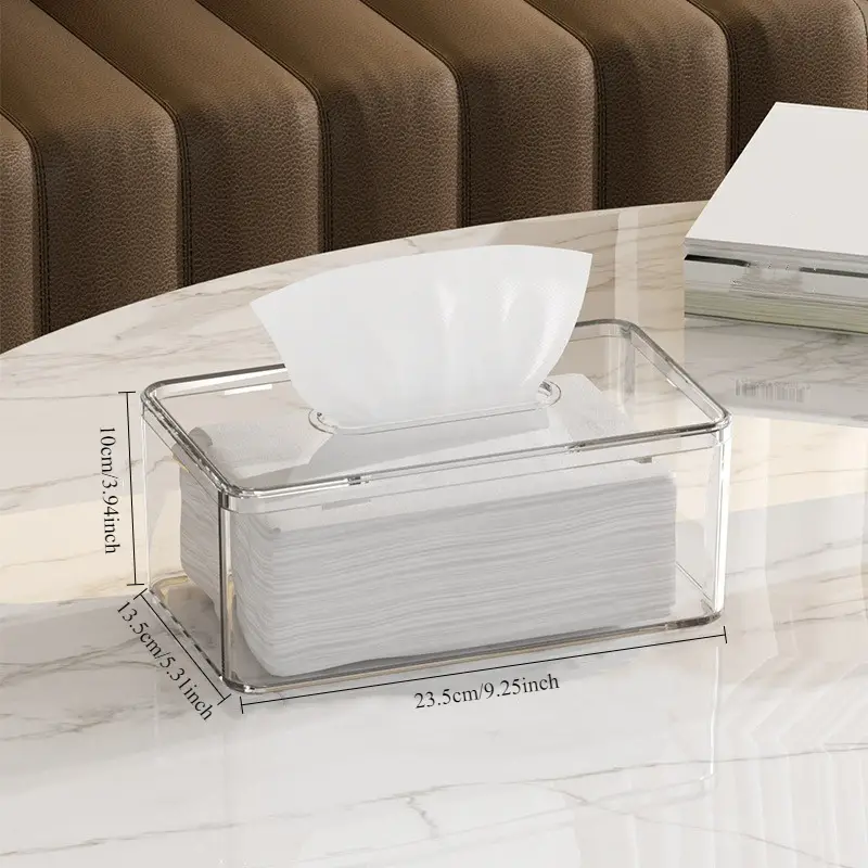 Caja dispensadora de pañuelos transparente de plástico, caja de pañuelos transparente para restaurante y Hotel, estante de papel, organización de cocina, 1 Uds.