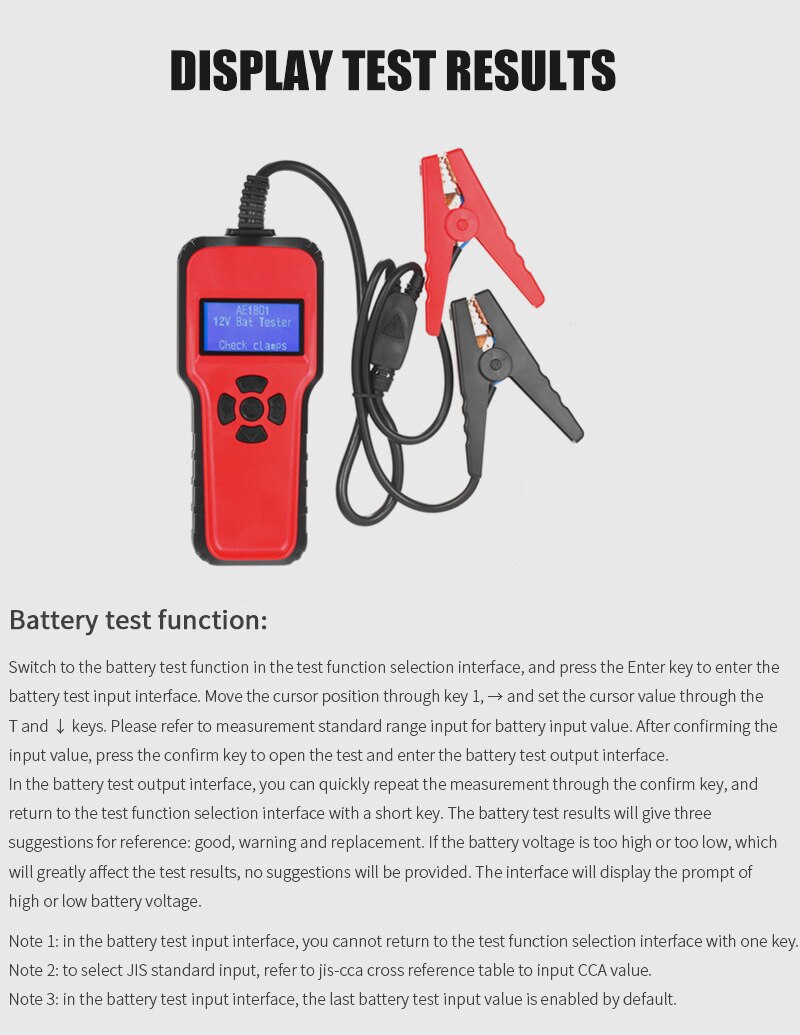 Digital Battery Analyzer Battery Capacity Tester Car Electric Load Charging System Detect AE1801 Car Battery Tester