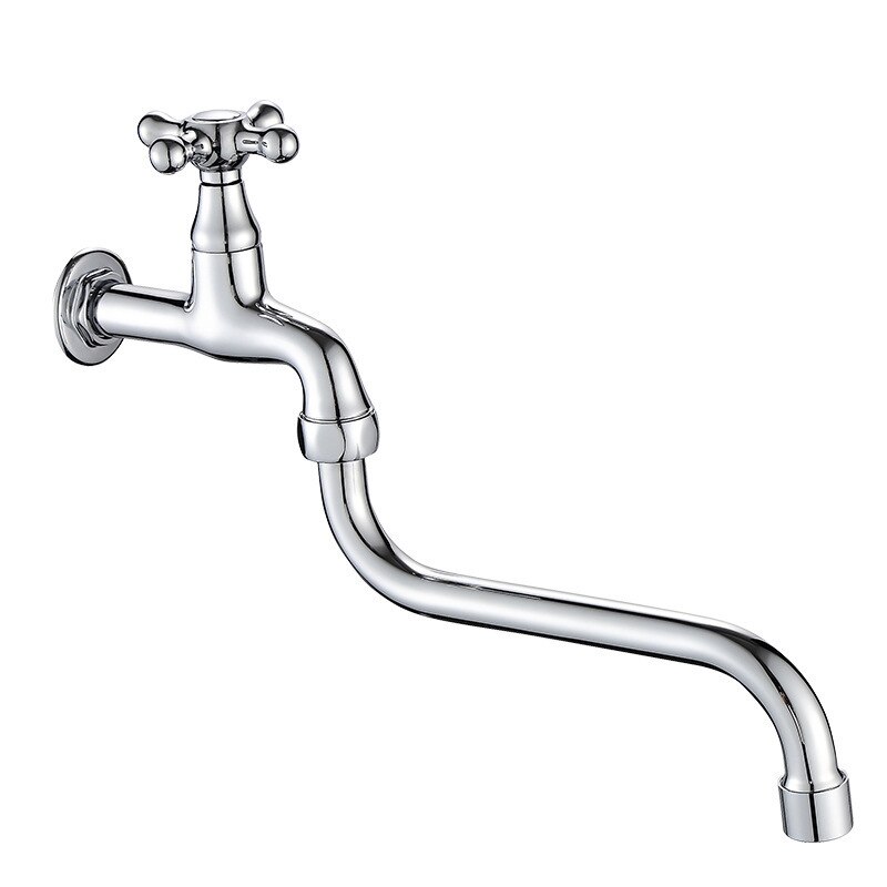 Brass Decorative Outdoor Garden Faucet Lengthen Wall Mounted Mop Pool Bibcock WC Single Cold Taps Garden Faucet: Default Title
