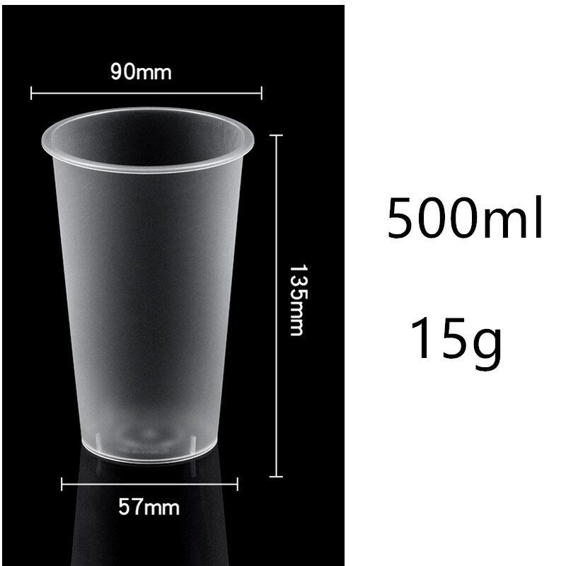50pcs thick transparent plastic cups 500ml 700ml disposable coffee cup birthday party favors cold drink cups: cup8