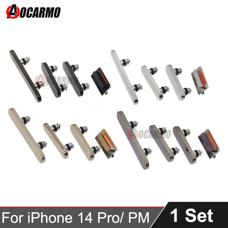 Aocarmo per apple iphone 14 pro max 14 pro 14pm set completo di tasti laterali accensione/spegnimento volume/disattivazione tasti di ricambio