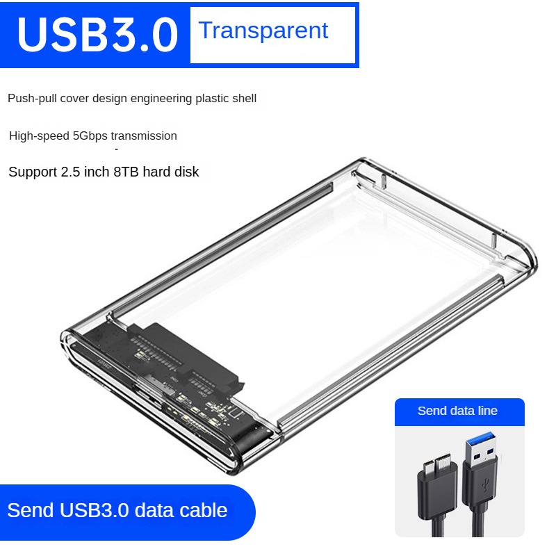 Type-C To SATA 2.5-inch Mobile Disk Box Type-c Transparent Disk Box Sata To USB3.0: WHITE