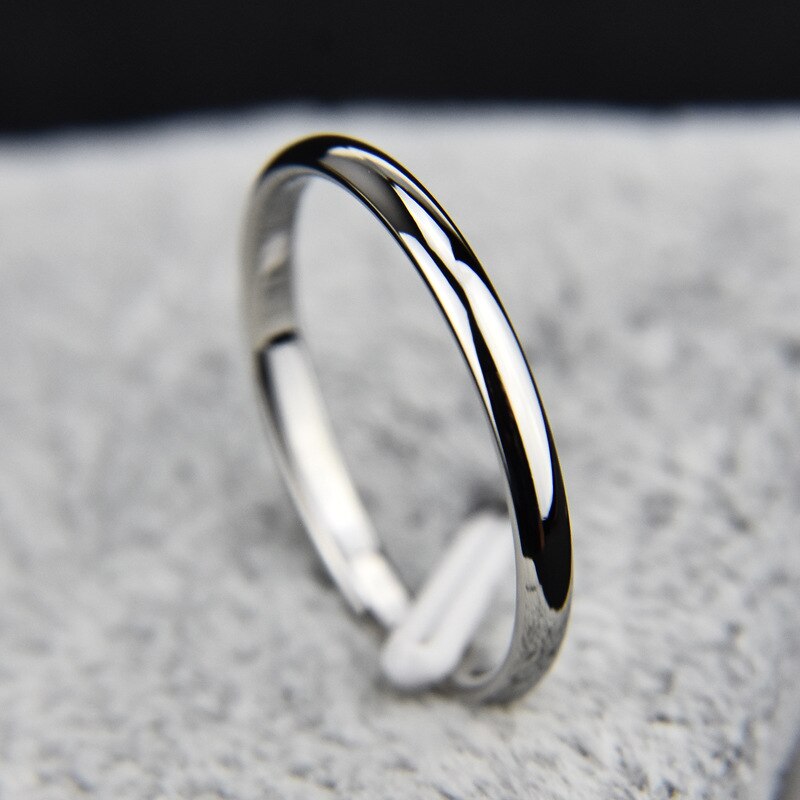 Anillo fino de acero inoxidable de 2mm, oro rosa y negro para mujeres y hombres, joyería minimalista para , de Simple, tamaño 3 a 10: 7 / Blanco
