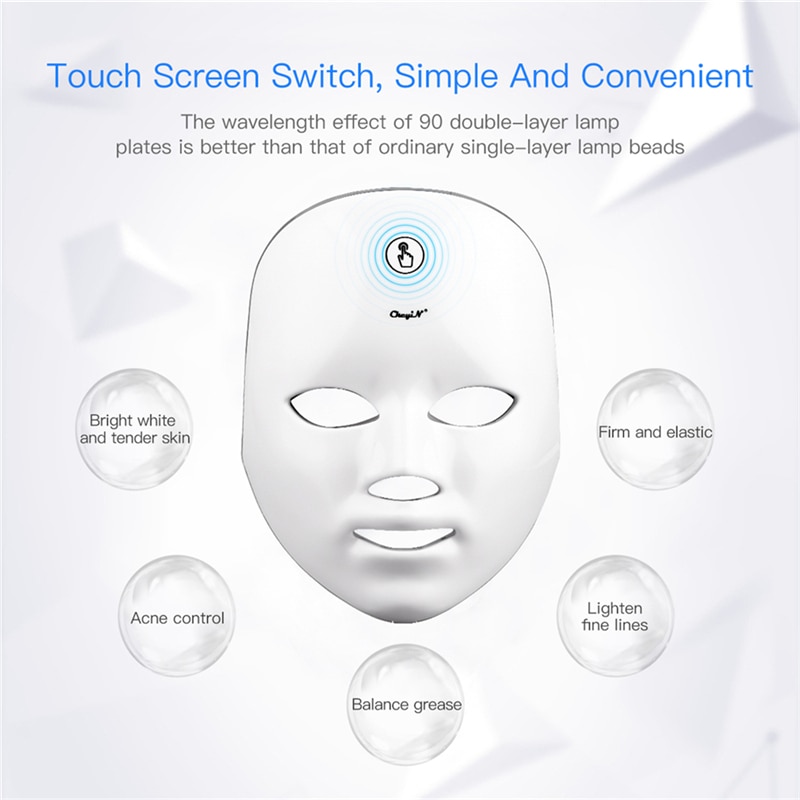 CkeyiN LED Face Mask 7 Color Light Therapy Rechargebale Facial Skin Care LED Mask Skin Rejuvenation Tightening Wrinkles Toning50