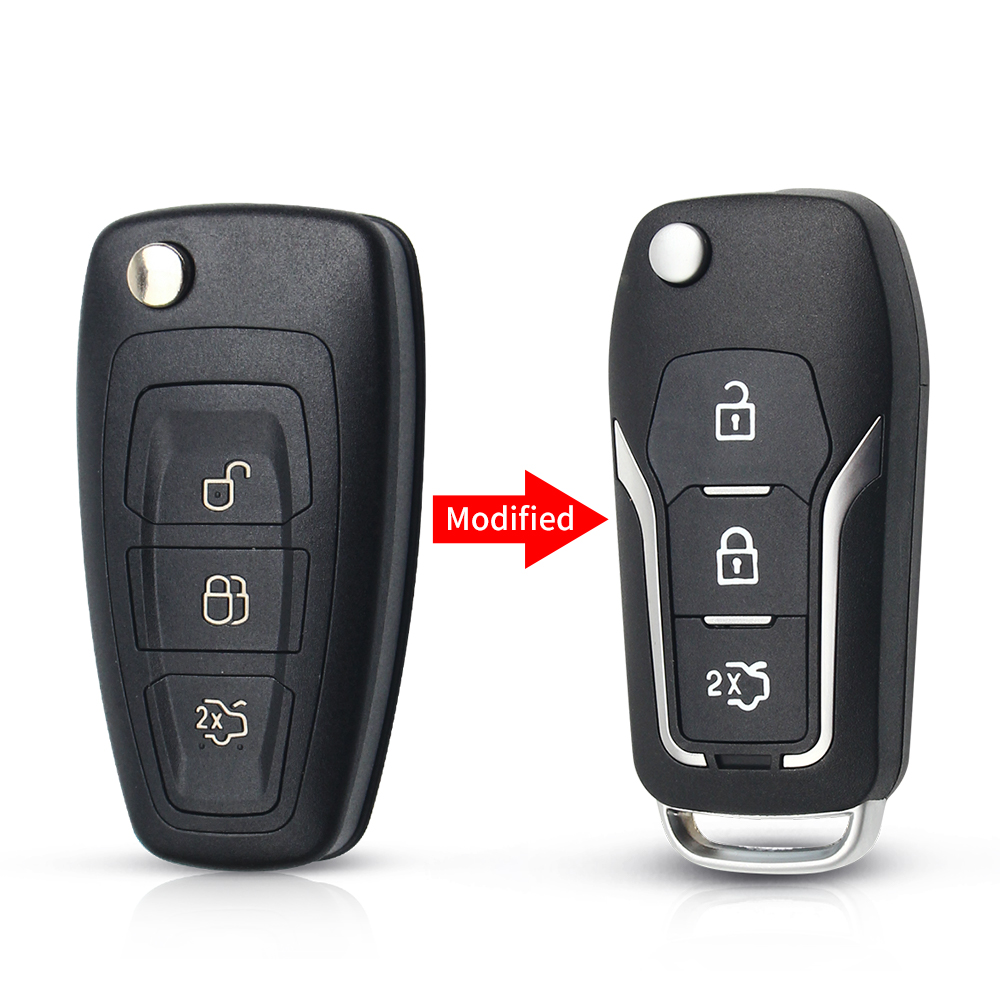 KEYYOU Modified Flip Folding Remote Key Shell For Ford Focus 3 Fiesta connect mondeo c max Fob 3 Buttons Smart Key Case: Modified Key