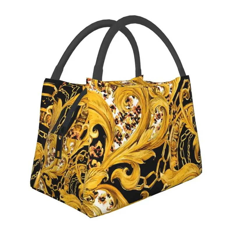 Queen Of Absolutely Everything Gold Baroque Insulated Lunch Bags for School Office Leakproof Cooler Thermal Bento Box Women: WHITE