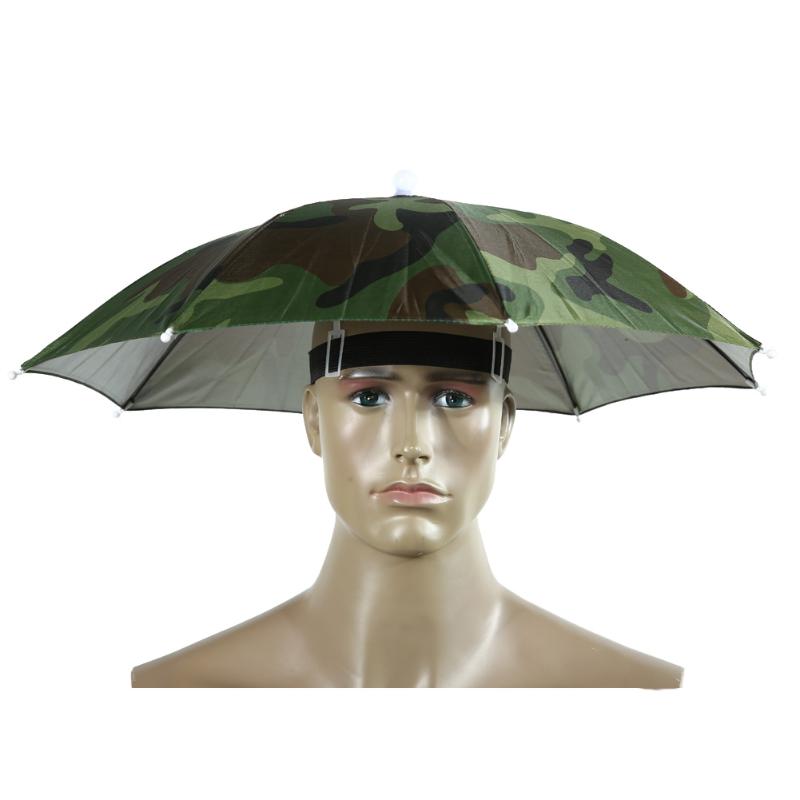 Sombrero con paraguas plegable para la pesca, senderismo, playa, Camping, gorra, sombreros, paraguas con manos libres, deportes al aire libre, equipo de lluvia