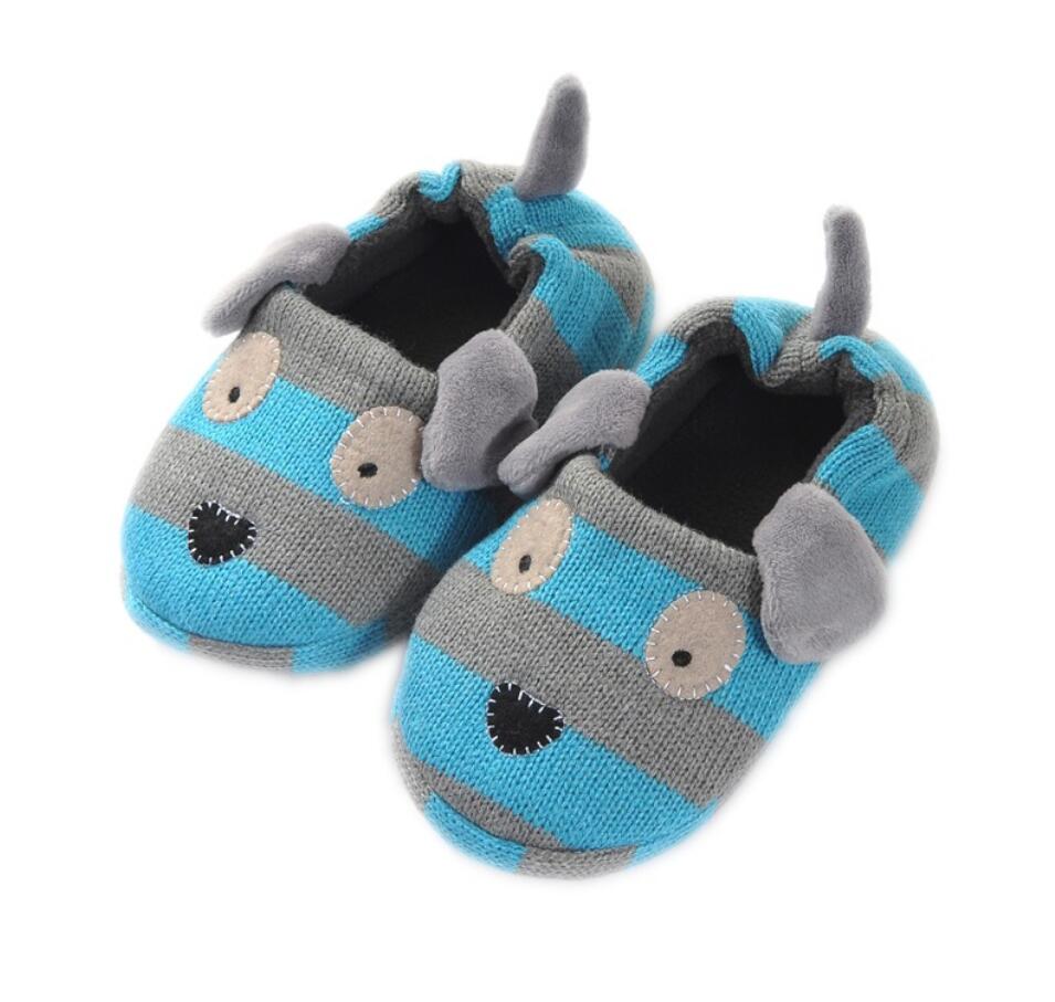 Baby thuis gebreide hond katten pantoffel warme zachte binnen vloer pantoffels jongen meisjes kinderen cartoon schoenen kinderpantoffels: Beige / 10