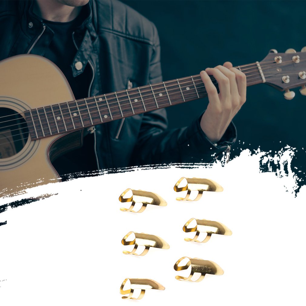 6 PCS Stainless Steel Thumb Finger Nail Guitar Picks Plectrums Set Metal Acoustic Electric Bass Guitar Accessories