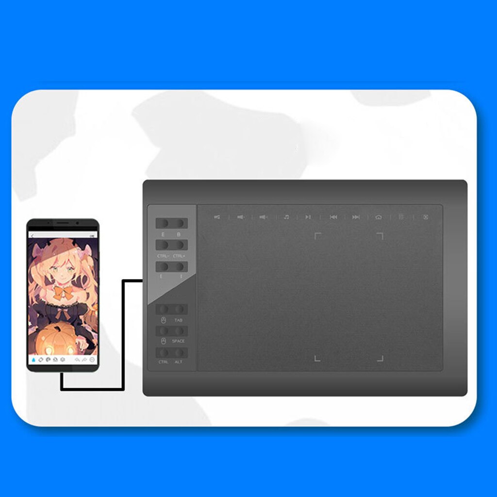VINSA VIN1060PLUS Graphic Drawing Tablet 8192 Levels of Pressure Digital Pen Tablet with Battery-Free Stylus 14inch