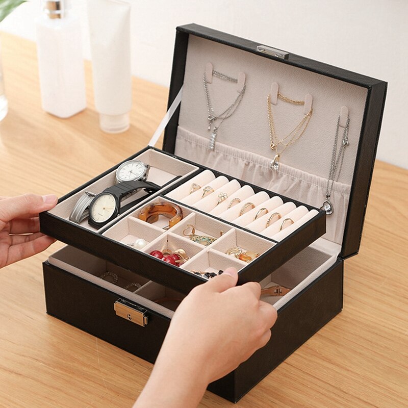 Sieraden doos, retro zinklegering metalen stereoscopische roos gesneden sieraden doos ring oorbellen container (m