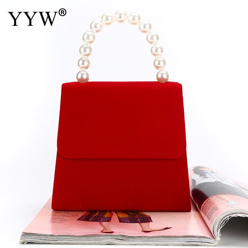 Petit sac à main rouge pour femmes, sac en plastique avec perles, sac à main de mariage, sac à bandoulière Vintage pour dames,: red