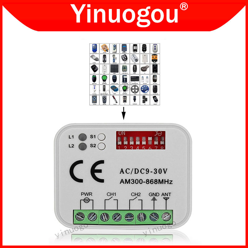 Garagepoort Afstandsbediening Ontvanger RX MULTI 300-868MHz AC/DC 9-30V Ontvanger voor poort en slagboom Draadloze zender Sleutelhanger