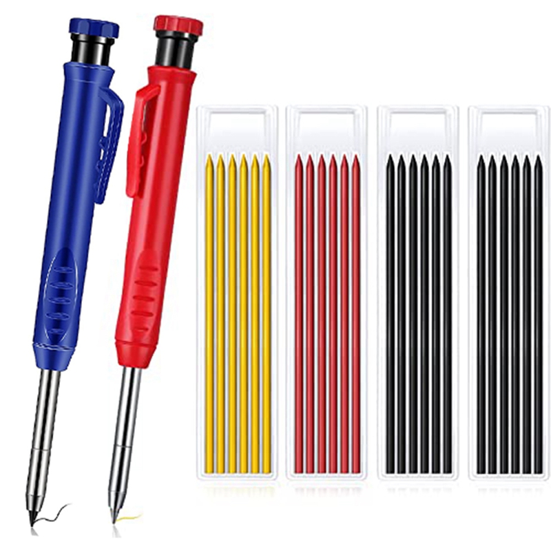 Solide Tischler Bleistift 2 Tischler Bleistifte 24 Mechanische Bleistift Nachfüllung Bau Holzbearbeitung Marker für Architekten: Schwarz