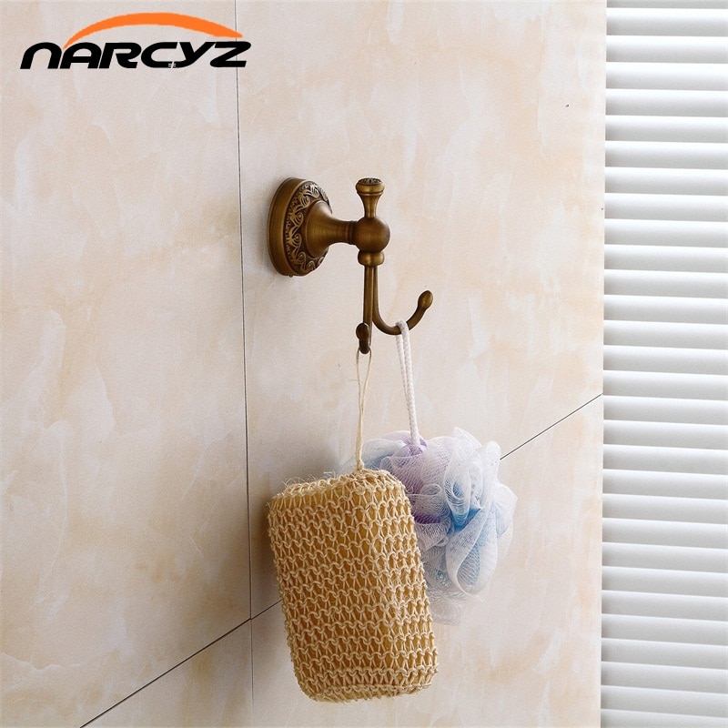 Accroche-peignoir en laiton Antique/noir | Crochets pour serviettes, cintre de bain, porte-manteau, crochet mural de porte, accessoires de salle de bains, décoration de la maison rétro 9108K