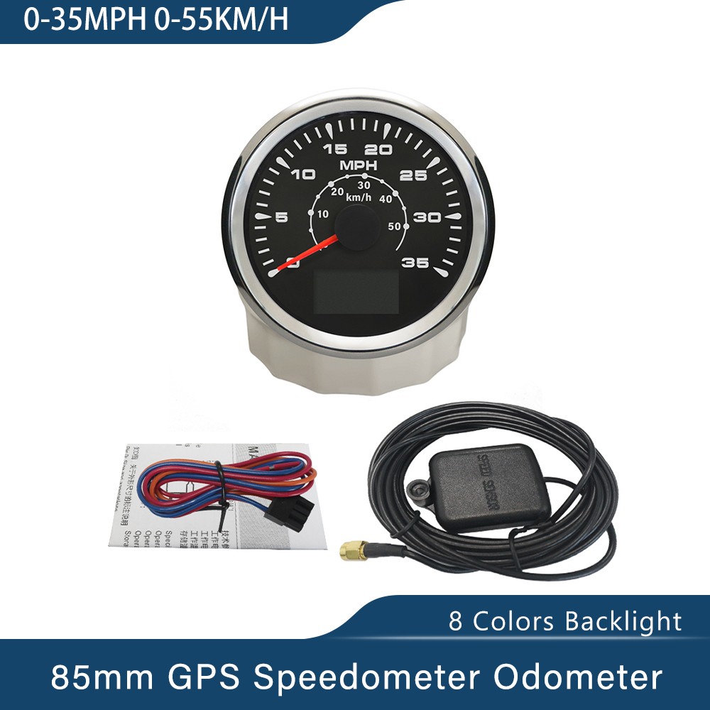 Velocímetro GPS Universal, velómetro, kilometraje, 8 colores, retroiluminación, 85mm, 35MPH, 80MPH, 160MP, 200MPH: 35MPH BS