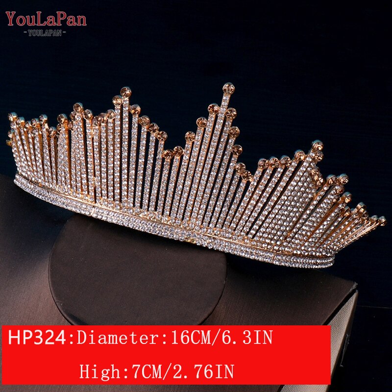 TOPQUEEN HP326 Zirkonia Hochzeit Tiara für Braut-Prinzessin Tiara Stirnband Braut Krone Braut Haar Zubehör für Frauen Tiara: HP324